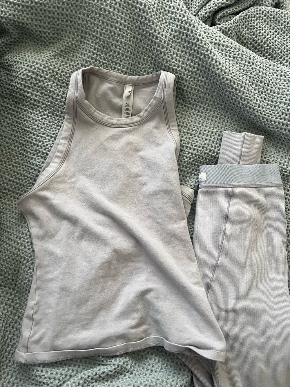 SKIMS Women's Light Purple Ribbed Tank and Legging Set